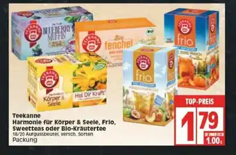 Edeka Teekanne Harmonie für Körper & Seele , Frio, Sweetteas oder Bio Kräutertee Angebot