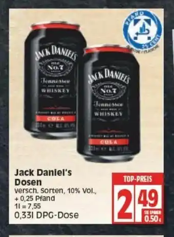 Edeka Jack Daniel's Dosen 0,33L Angebot