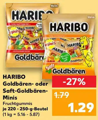 Kaufland Haribo Goldbären oder Saft Goldbären Minis 220-250 g Beutel Angebot