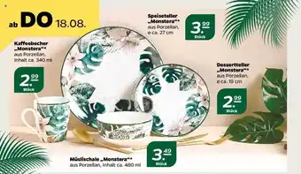 NETTO Kaffebecher „monstera“, müslischale „monstera“, speiseteller „monstera“, dessertteller „monstera“ Angebot