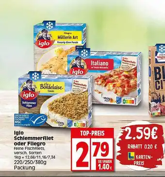 Elli Markt Iglo schlemmerfilet oder filegro Angebot