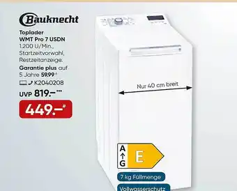 Galeria Bauknecht toplader wmt pro7 usdn Angebot