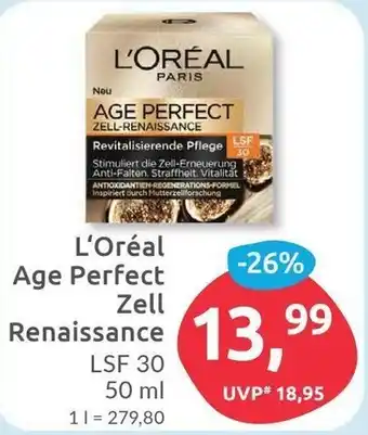 Budni L'Oréal Age Perfect Zell Renaissance LSF 30 50 ml Angebot