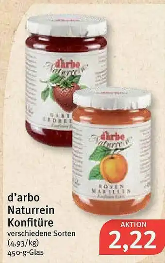 Feneberg D'arbo Naturrein Konfitüre 450g Angebot