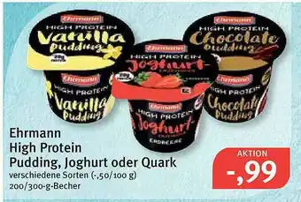 Feneberg Ehrmann High Protein Pudding, Joghurt Oder Quark 200/300g Becher Angebot