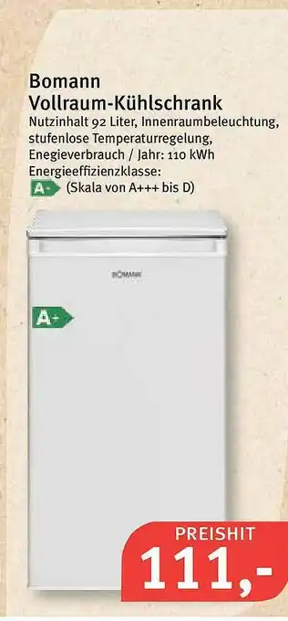 Feneberg Bomann Vollraum Kühlschrank Angebot