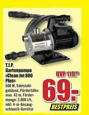 B1 Discount Baumarkt Tip Gartenpumpe „Clean Jet 800 Plus” Angebot