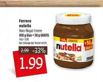 Kupsch Ferrero Nutella Nuss Nougat Creme 450g Angebot