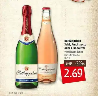 Kupsch Rotkäppchen Sekt, Fruchtsecco Oder Alkoholfrei 0,75L Angebot