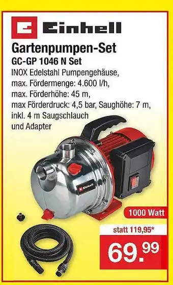 Zimmermann Einhell Gartenpumpen-set Gc-gp 1046 N Set Angebot