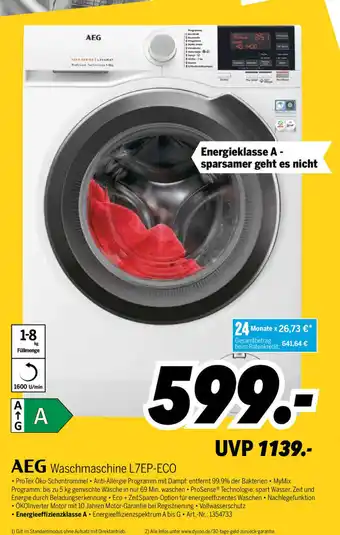 MEDIMAX AEG Waschmaschine | L7EP-ECO Angebot