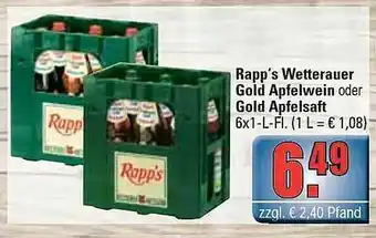 alldrink Rapp's Wetterauer Gold Apfelwein Oder Gold Apfelsaft 6x1L Angebot