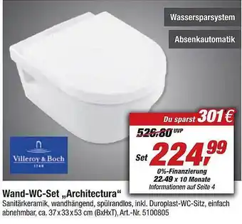 toom Baumarkt Wand-wc-set architectura villeroy & boch Angebot