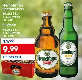 Hol'ab Getränkemarkt Hemelinger Spezial/Alster 30x0.33L oder Pils/Malz 24x0.33L Angebot