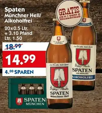 Hol'ab Getränkemarkt Spaten Müncher Hell/Alkoholfrei 20x0,5L Angebot