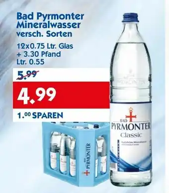 Hol'ab Getränkemarkt Bad Pyrmonter Mineralwasser versch. Sorten 12x0,75L Angebot