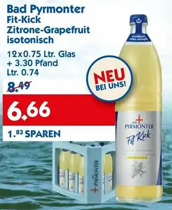 Hol'ab Getränkemarkt Bad Pyrmonter Fit Kick Zitrone Grapefruit isotonisch 12x0.75L Angebot