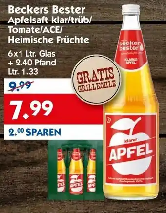 Hol'ab Getränkemarkt Beckers Bester Apfelsaft klar/trüb/Tomate/ACE/Heimische Früchte 6x1L Angebot