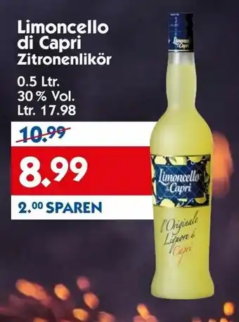 Hol'ab Getränkemarkt Limoncello di Capri Zitronenlikör 0.5L Angebot