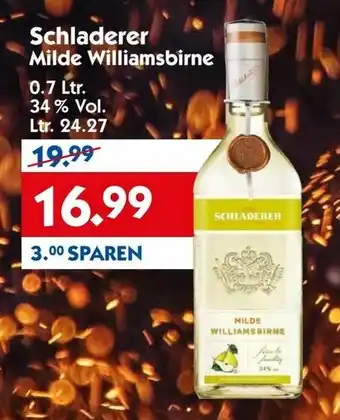 Hol'ab Getränkemarkt Schladerer Milde Williamsbirne 0.7L Angebot