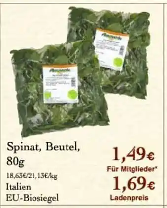 LPG Biomarkt Spinat beutel Angebot