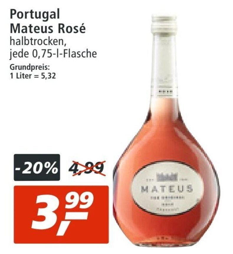 Mateus Rose 750ml Angebot bei mein real
