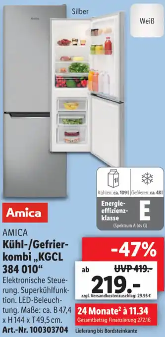 Lidl Amica Kühl-/Gefrierkombi,, KGCL 384 010 Angebot