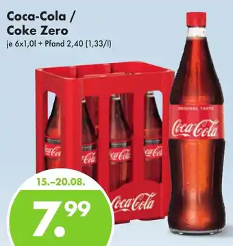 Trink und Spare Coca-Cola/Coke Zero 6x1,0L Angebot