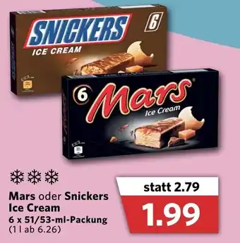 Combi Mars oder Snickers Ice Cream 6x51/53ml Angebot