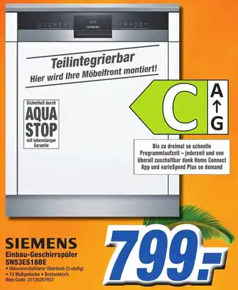 K+B Expert Siemens Einbau Geschirrspüler SN53ES18BE Angebot