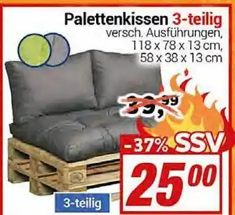 CENTERSHOP Palettenkissen 3tlg Angebot