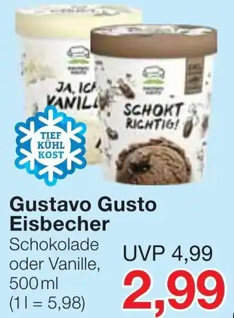 Jawoll Gustavo Gusto Eisbecher Schokolade oder Vanille 500 ml Angebot