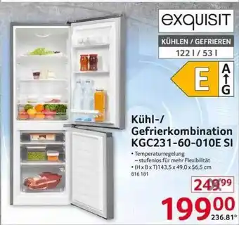 Selgros Exquisit kühl- gefrierkombination kgc231-60-010e si Angebot