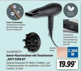 Lidl Silvercrest ionen-haartrockner mit touchsensor shtt 2200 b1 Angebot