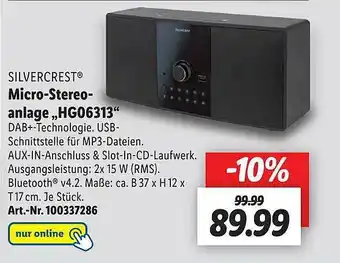 Lidl Silvercrest micro-stereoanlage hg06313 Angebot