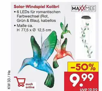 Netto Marken-Discount Maxxmee solar-windspiel kolibri Angebot