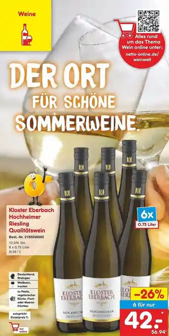 Netto Marken-Discount Kloster eberbach hochhelmer riesling qualitätswein 3 Angebot