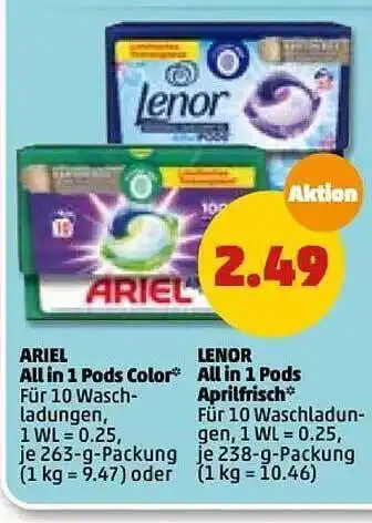 PENNY Ariel allin1 pods color oder lenor allin1 pods aprilfrisch Angebot