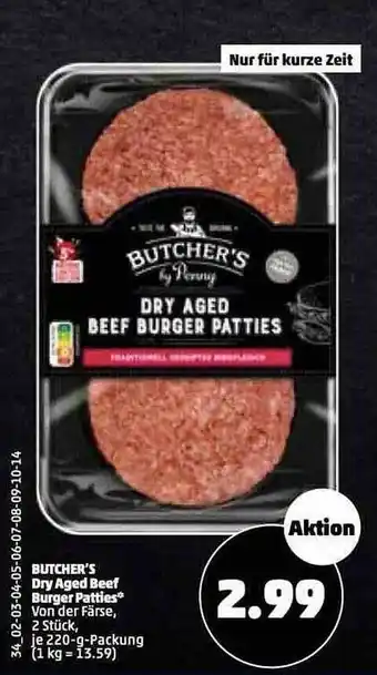 PENNY Butcher's dry aged beef burger patties Angebot