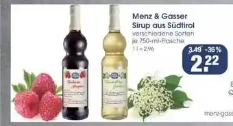 V Markt Menz & basser sirup aus südtirol Angebot