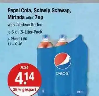 V Markt Pepsi cola schwip schwap mirinda oder 7up Angebot