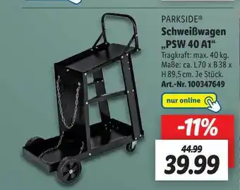 Lidl Parkside schweißwagen psw 40 a1 Angebot