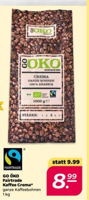 NETTO Go öko Fairtrade Kaffee Crema 1kg Angebot