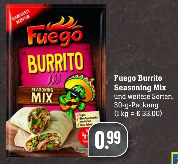 Fuego Burrito Seasoning Mix 30 g Packung Angebot bei Edeka Neukauf