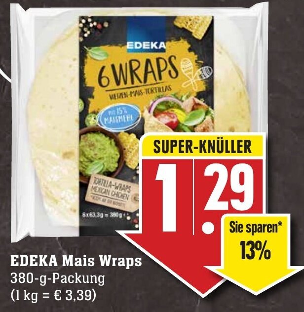 Edeka Mais Wraps 380 g Packung Angebot bei Edeka Neukauf