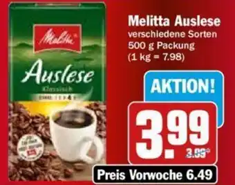 Hit Melitta Auslese 500 g Packung Angebot