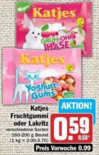 Hit Katjes Fruchtgummi oder Lakritz 160-200 g Beutel Angebot