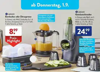 Aldi Süd Ambiano eierkocher oder zitruspresse, ambiano gemüseschneider Angebot