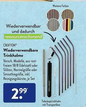 Aldi Süd Crofton wiederverwendbare trinkhalme Angebot