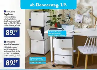 Aldi Süd Living style regalturm, living style metall container Angebot